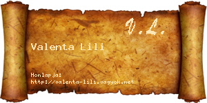 Valenta Lili névjegykártya